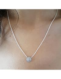 Round Diamond Flower Cluster Ladies Pendant, 14K Gold