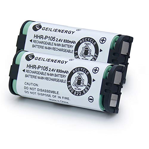 GEILIENERGY HHR-P105 Battery Compatible for Panasonic HHRP105A HHR-P105B KX242 KX-242 KX2420 KX-2420 KX2421 KX-2421 KX2422 KX-2422 KXTG5779 91AAALH2BXZ(Type 31) BATT105 BATT-105 Cordless phone(2 Pack)