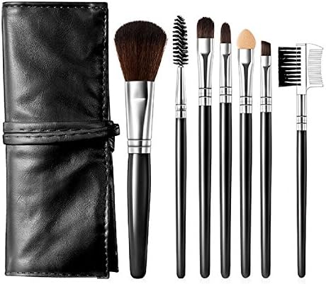 Makeup Brushes Set Synthetic Bristles Professional Brushes Powder Eyeshadow Eyeliner Lip Brush with a Portable Case by Mety Angel (7Pieces, Black)