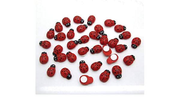 50 botones de resina de mariquita roja de madera para costura de ...