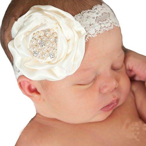 Miugle Baby Baptism Headbands Baby Girl Christening Hair Bows