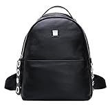 Fiswiss Women's Genuine Leather Fashion Backpack Everyday Purse (Black)