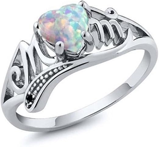Amazon Com Nongkhai Shop 925 Sterling Silver Fire Opal Heart Mom