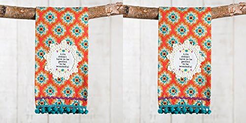 Natural Life Set of 2 Crochet Hand Towel "Life Doesn't Have To Be Perfect To Be Wonderful"