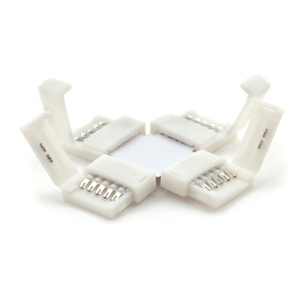 SeKi RGBW 5-Pin Cross 10 mm Clip LED Strip Connector SMD5050 Cross Connector White RGB + W