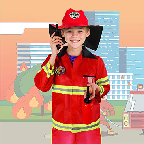 Meland Kids Fireman Costume Role Play Set Firefighter Dressup and
