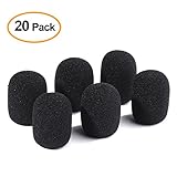 FEPITO 20 Pack Mini Size Microphone Windscreen for Lapel Lavalier Headset Microphone Foam Covers, Black