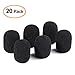 FEPITO 20 Pack Mini Size Microphone Windscreen for Lapel Lavalier Headset Microphone Foam Covers, Black