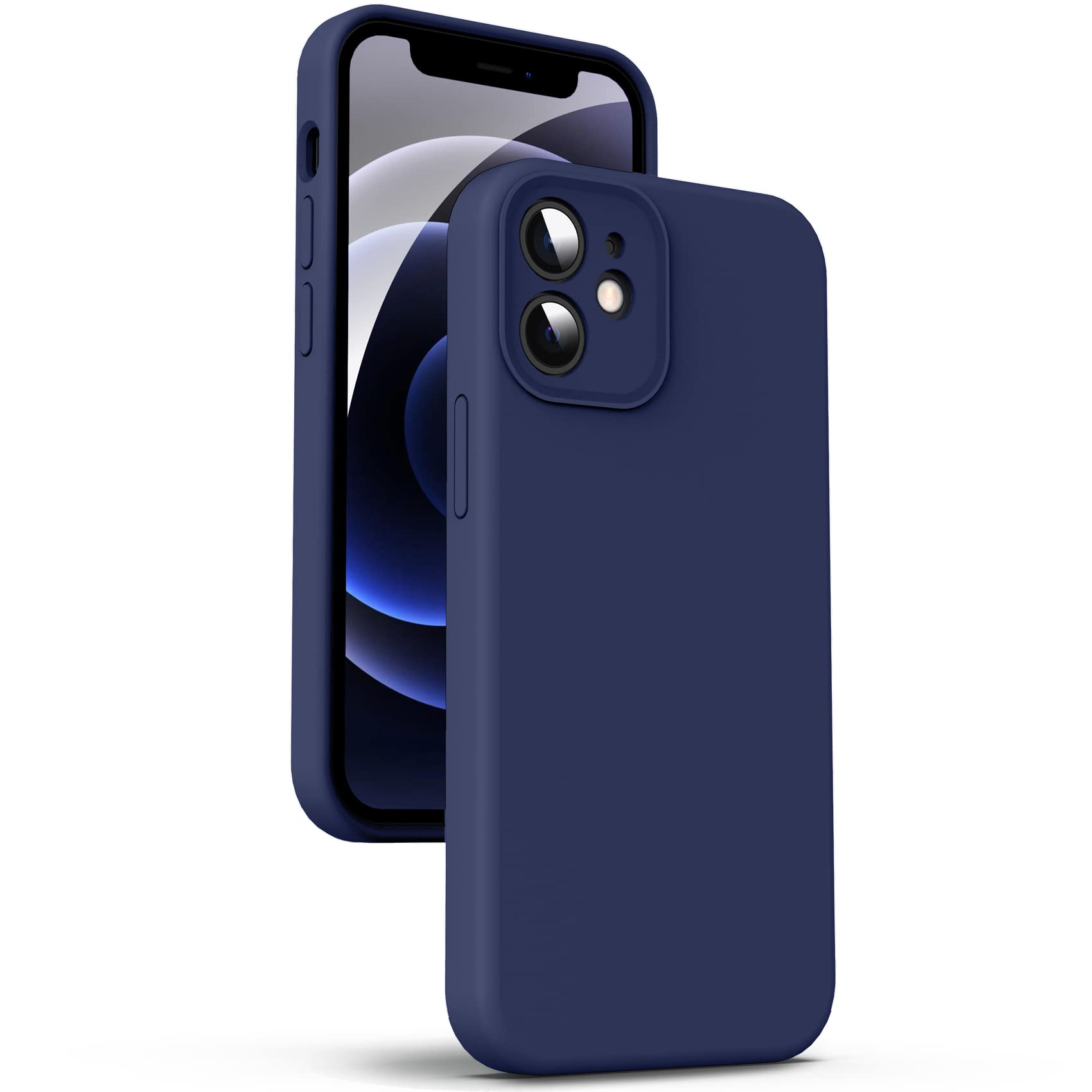 Supdeal Liquid Silicone Case for iPhone 12 Mini - [Camera All-Round Protection] [Soft Microfiber Lining Anti-Scratch] 4 Layer Full Covered Shockproof Gel Rubber Phone Case Cover, 5.4", Navy Blue — image 1