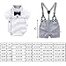 Baby Boys Gentleman Outfits Suits, Infant Short Sleeve Shirt+Bib Pants+Bow Tie Overalls Clothes Set White