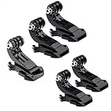Oumers 5pcs Vertical Surface J-Hook J Hook Buckle Mount Adapter Holder Body Harness Helmet Chest Strap Quick Release J-Hook Buckle Mount Base for GoPro Accessories Helmet / Chest Belt For Gopro Hero 4, Hero 3+, Hero 3, Hero 2 Silver Black Camera