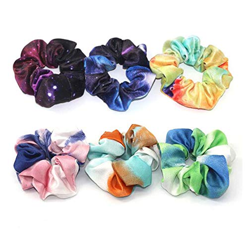 6 Pcs Hair Scrunchies Dye Elastic Hair Ties Hair Bands Scrunchy Ponytail Holder Women and Girls for Show Sleepover Party