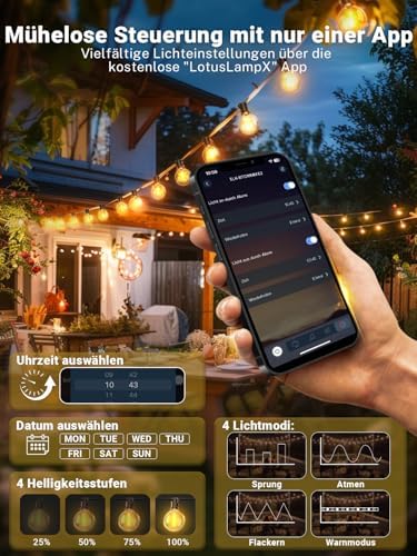 Lichterkette Outdoor 30m, G40 LED Lichterkette Außen Strom