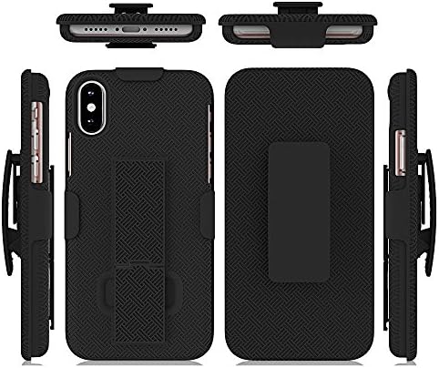 iPhone X Case, Ekevis Holster Combo Hard Protective Cover Case Stand Holder Kickstand with Locking Swivel Belt Clip For Apple iPhone X
