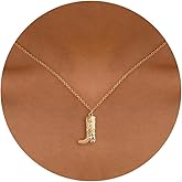 PRTGL Dainty Gold Necklace: 14k Gold Plated Dianty Boots Bow Sun Moon Horse Evil Eye Conch Seahorse Necklace for Women 16.5"+2"