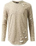 URBANCREWS Mens Hipster Hip Hop Pullover Fashion Longline Long Sleeve T-Shirt