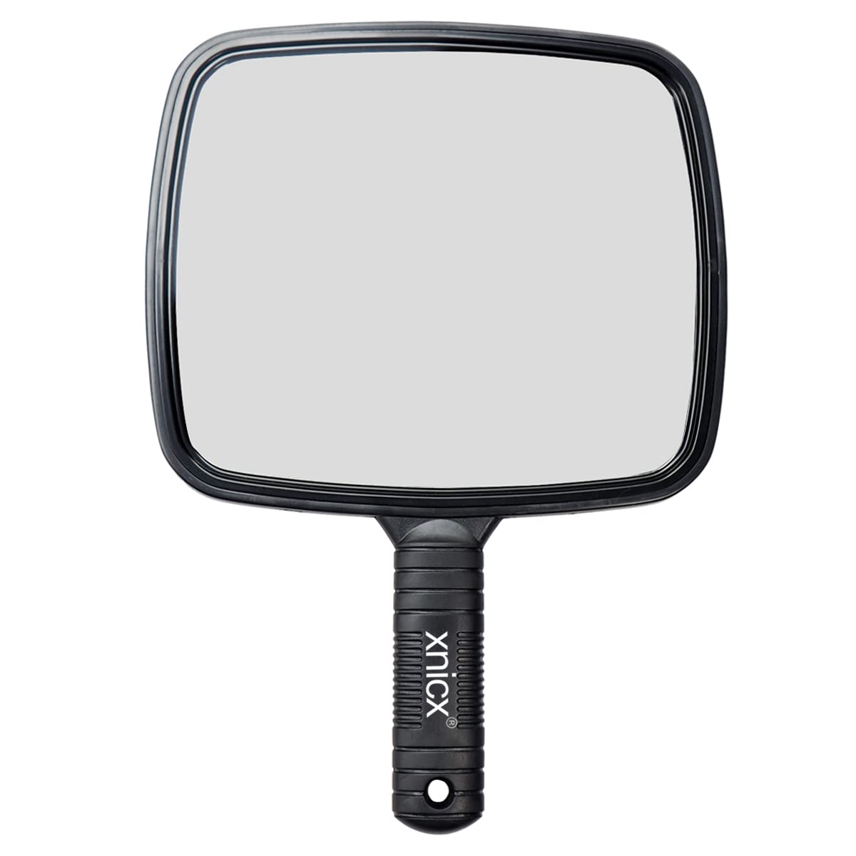 xnicx Hand Mirror Professional Hand Held Mirror Makeup Barbers Shaving Salon Mirrors Hairdressers Compact Mirrors Tool with Handle for Travel Festival Essentials Black