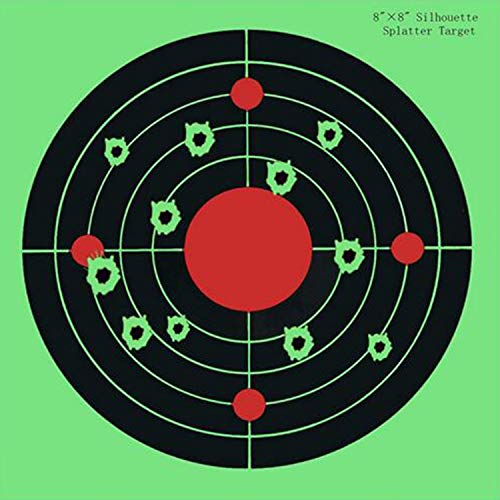 Splatter Targets - 8 Inch Bullseye Reactive Shooting Target- Shots Burst Bright Fluorescent Green Upon Impact - Gun - Rifle - Pistol - AirSoft - BB Gun - Pellet Gun - Air Rifle (25PCS/Pack)
