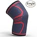 Knee Compression Sleeve for Knee Pain - Men Women Sports Knee Support Brace for Running, Hiking, Weightlifting, Workout (Large, Red - Black)