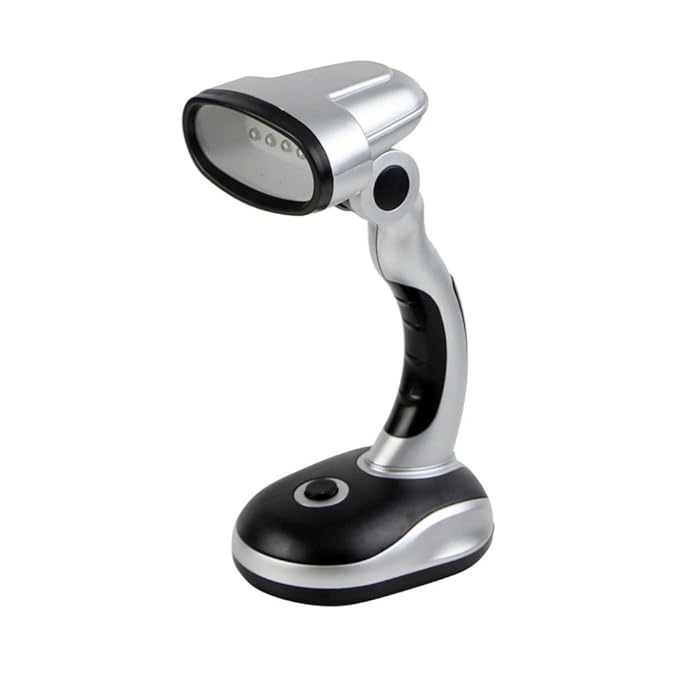 Skyfun Flexible Gooseneck Round Book Reading 12 LED USB Light for Bed/Table/Desktop Lamp (Silver)