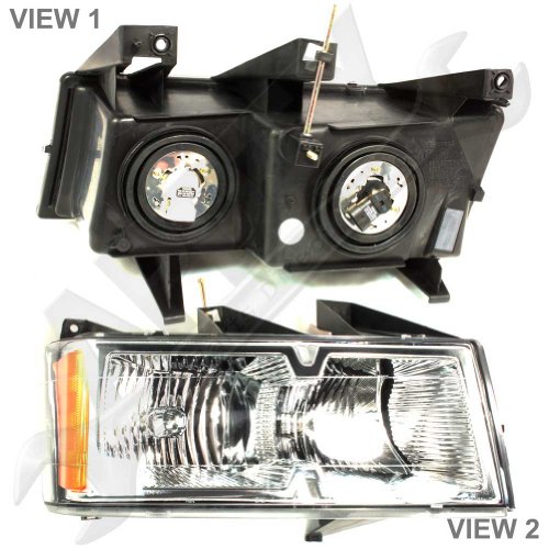 APDTY 10365774 Headlight Headlamp Assembly Fits Right (Passenger Side) 2004-2008 Chevrolet Colorado Extreme (Chrome Bezel Trim; Replaces GM 15911832)