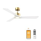 DAMINY Natural Solid Wood White and Gold 52 inch