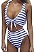 Haloon Womens Spaghetti Strap Tie Knot Front Cutout High Waist One Piece Swimsuit