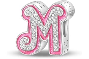 LIGHTDOG 925 Sterling Silver Letter Charms Fits Pandora Bracelets Alphabet AZ Bead Charm for Bracelets Necklace with 5A Cubic Zirconia for Women Birthday Ceremony DIY Jewelry Gift