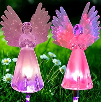 XVZ Angel Landscape Path Light Angel Solar Light Outdoor Garden Decoration Garden Light Birthday Gift Garden Gift-2 Pack