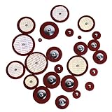 Kmise A8148 Professional 25 Piece Red Leather Tenor Saxophone Pads with Resonators Woodwind Sax Parts