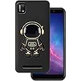 Lozeguyc for Cloud Mobile Stratus C7 Case Cute Hidden Astronaut Kickstand Design,Soft Silicone Rasied TPU Edge Bumper Folding Bracket Phone Stand Shockproof Protective Phone Case for Stratus C7 Black