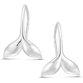 AeraVida Dainty Magical Sea Lover .925 Sterling Silver Whale Tail Animals Dangle Earrings | Earrings for Women | Whale Tail Dangle Earrings