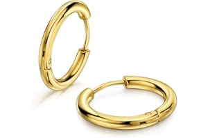 316L Surgical Stainless Steel Huggie Hoop Earrings 8mm/10mm/12mm/14mm/16mm/18mm/20mm Cartilage Helix Lobes ​Daith Conch Rook 