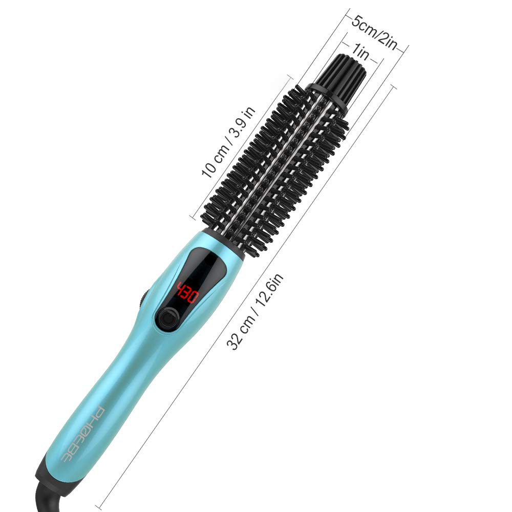 PHOEBE Curling Iron Brush, Dual Voltage Travel 1 Inch Ceramic Tourmaline Ionic Hair Curler Hot Brush, Professional Anti-Scald Instant Heat Up Curling Wands, Heated Styler Brush for Long Hair: Beauty