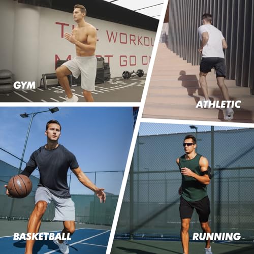 BOOJO 7 Pack Mens Athletic Shorts - Gym Basketball Running Workout Quick Dry Black Shorts with Pockets for Casual Activewear