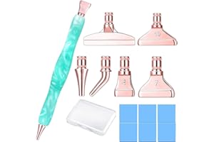 PRAISE V DO Rose Gold Metal Stainless Steel Tip Resin Diamond Painting Art Club Sticky Drill Dot Pen Stylus Kits Set Accessories Tool with Wax for 7D DIY Diamond Painting Gem Nail Art Decoration Green