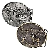 Buckle Rage Men's Mountain Elk Hunting Country Wilderness Oval Belt Buckle