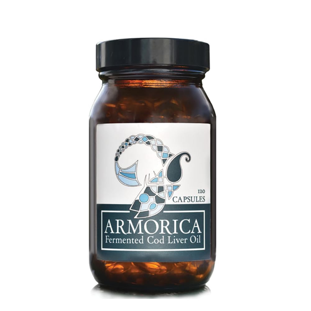 ARMORICA Fermented Cod Liver Oil | Cold-Processed & Naturally Enriched | Omega-3, Antioxidants, and Vitamins A & D | Made in The UK (Unflavoured) (120 Capsules)
