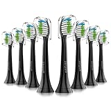 Diamond Clean Replacement Toothbrush Heads Black with Cap, Sonicare Brush Heads Fit Perfectly for Philips Sonicare Snap-On Interface Design, 8 Pack
