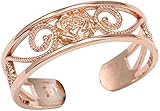 Ladies 10k Rose Gold Filigree Pink Flower