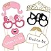 Unomor 33Pcs Pink and Gold Girls Baby Shower Photo Booth Props for Baby Shower Decorations