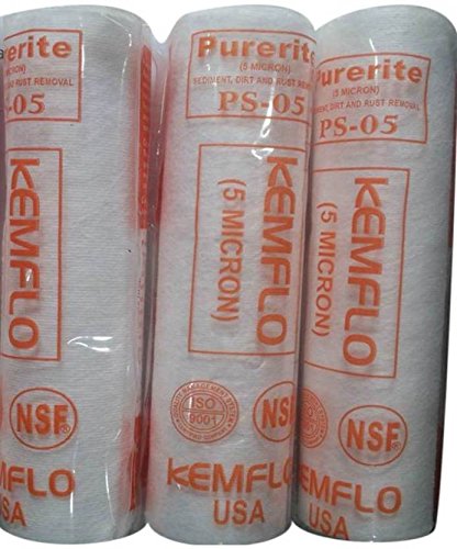 Kemflo Purerite Ps-05 Usa Spun Filter / Pre Filter Cartridge - Better Purification - 5 Micron - Pack Of 3