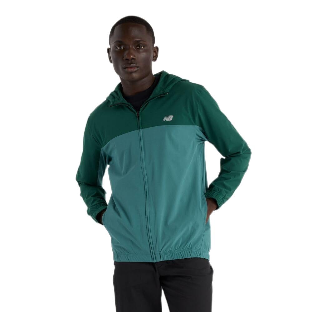 New Balance Men’s Woven Full Zip Jacket, New Spruce, XX-Large