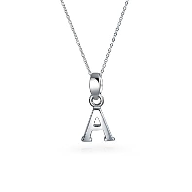 Schreiben Block Uppercase Großbuchstaben Erste Anhänger Mädchen Halskette Frauen aus poliertem Sterling Silber 18 in