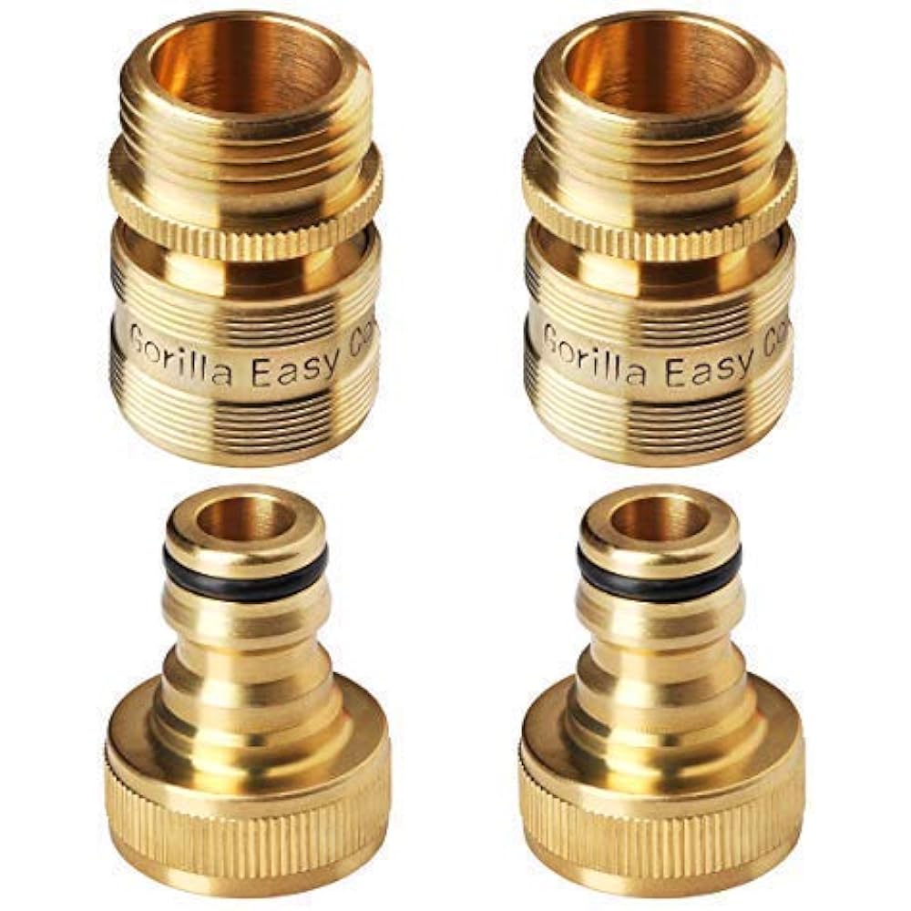 Garden Hose Quick Connect Fittings. Inch GHT Solid Brass. 2 Sets Male