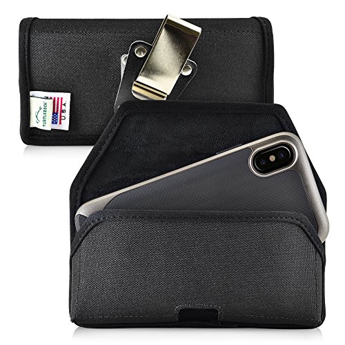 iPhone X Belt Clip Case, Turtleback iPhone X 10 Holster, Black Nylon Pouch with Heavy Duty Rotating Belt Clip, Horizontal Made in USA iPhone X Belt Clip Case, Turtleback iPhone X 10 Holster, Black Nylon Pouch with Heavy Duty Rotating Belt Clip, Horizontal Made in USA