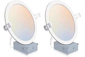 POWERASIA 2 Pack Recessed Lighting 8 Inch with Junction Box, 5CCT 8 Inch LED Recessed Lights Dimmable 2700K/3000K/4000K/5000K/6000K, 18W 1400lm Ultra Thin Recessed Lighting - ETL and Energy Star Certified