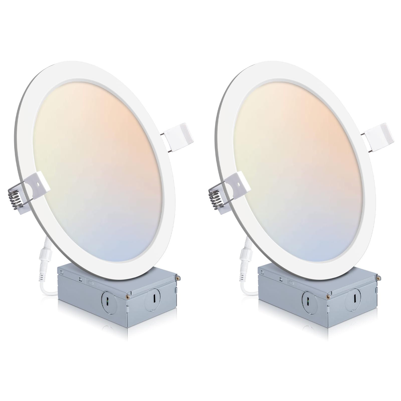 Photo 1 of 2 Pack Recessed Lighting 8 Inch with Junction Box, 5CCT 8 Inch LED Recessed Lights Dimmable 2700K/3000K/4000K/5000K/6000K, 18W 1400lm Ultra Thin Recessed Lighting - ETL and Energy Star Certified