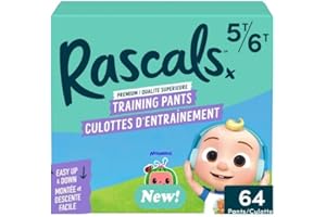 Rascals Training Pants, Size 5T-6T, 64 Count, Unisex, UltraFlex Waistband, Hydrolock, AirSpun Softness, Easy-Tear Sides