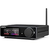 AIYIMA A80 Bluetooth Amplifier DAC Stereo HiFi Home Audio Receiver with PFFB,2.0 Channel Hi-Res Class D Power Amp with PC-USB COA Opt Inputs,Digital VU Meter | SUB Pre-Out | TRS Balanced Input |Tone